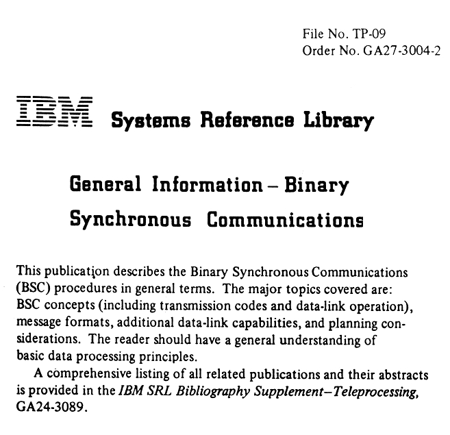 The Original IBM Binary Synchronous (Bisync) Communications Publication